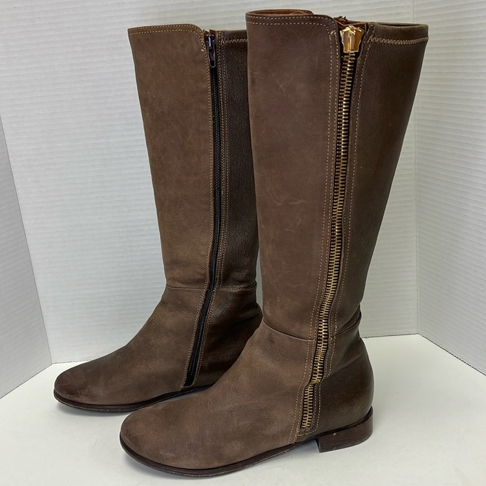 Napoleoni Women’s Tall Two Tone Brown Leather Boots Size 37/6.5